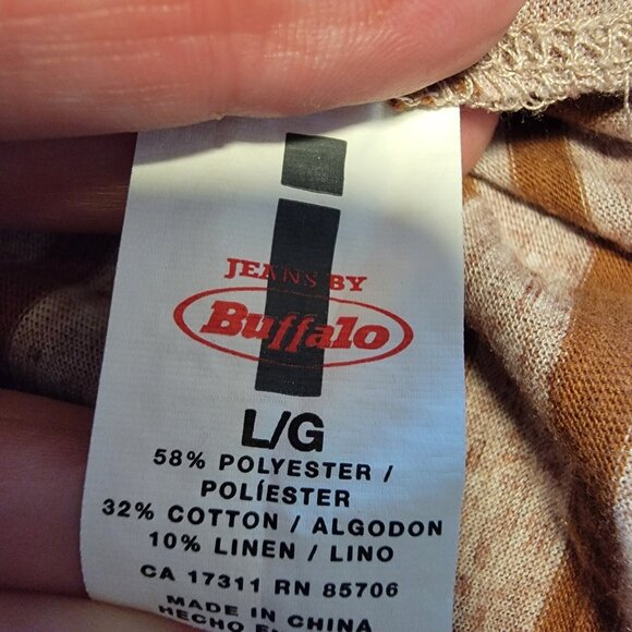 Jeans By Buffalo Striped Linen Poly Cotton Blend Shirt Size L Women’s Classic - Picture 6 of 7